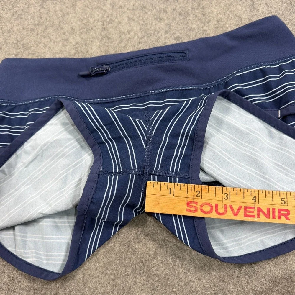 Ivivva by Lululemon Girls Navy Blue Striped Activewear Shorts Youth Size 14‎